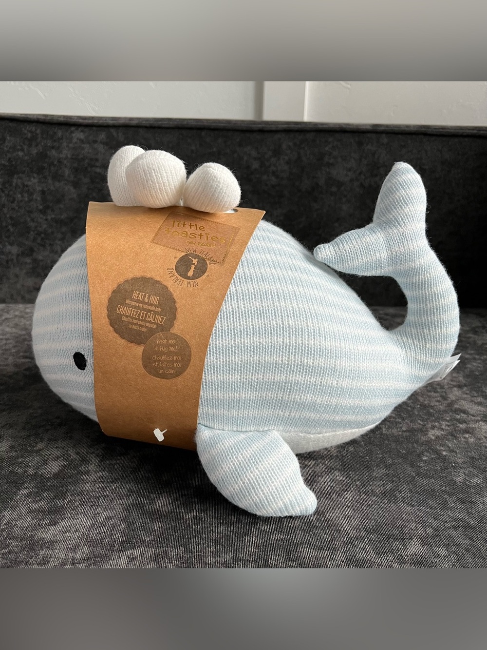 NWT Little Toasties Blue Striped Heat and Hug Whale